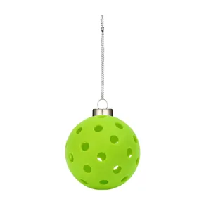 Ornamento appeso per albero di Natale pickleball verde ciondolo sportivo divertente regalo