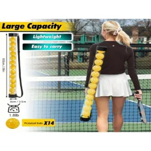 Tubo raccoglitore per pickleball con cinghia, grande capacita 14 palline per sport all aperto.