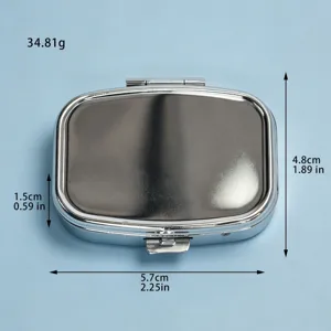Detailed dimensions of silver metal pill box 5.7x4.8x1.5cm for portable storage needs