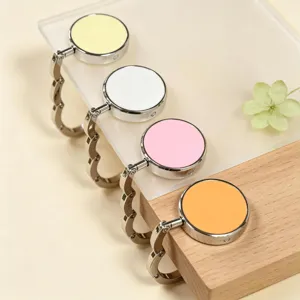 Portable Foldable Zinc Alloy Purse Hanger Desk Hook For Office Outdoor Use Circular Bag Hanging Hook Table Side Accessory