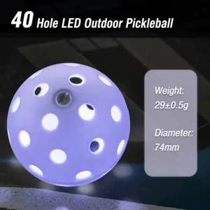 40-hole LED glowing outdoor pickleball, luminous electronic night ball for sports games.