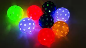 Glowing LED pickleball 40 holes luminous night sports ball multi color electronic gear detail