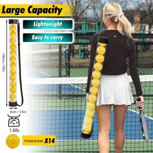 Tubo raccoglitore per pickleball con 14 palline gialle, tracolla leggera per sport all'aperto.