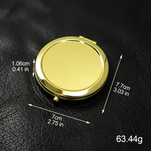 Compacte ronde gouden draagbare metalen make-upspiegel met afmetingen en gewicht