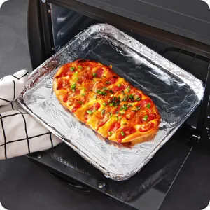 Thickened tin foil paper for kitchen baking and oven barbecue use with food display main