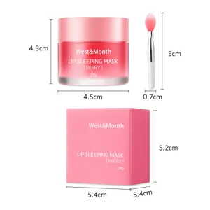 Mascarilla de noche para labios de bayas West and Month 20g con pincel para nutrir labios secos.