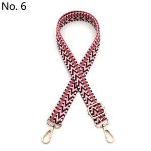 Adjustable No. 6 pink chevron replacement shoulder strap with gold swivel hooks