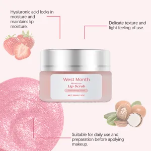 Exfoliante de labios de fresa West Month para suavizar, exfoliar e hidratar los labios.