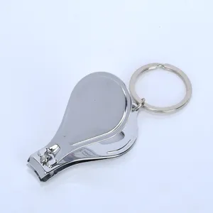 Portable 3-in-1 stainless steel nail clipper with keychain and bottle opener