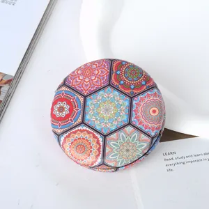 Bohemian Mandala Pattern Folding Double Sided Pocket Mirror Vintage Round Portable PU Leather Makeup Mirror For Women Gift