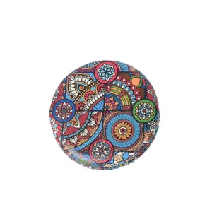Vintage Bohemian style round folding pocket mirror with colorful ethnic patterns