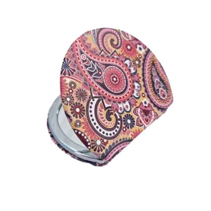 Vintage Böhmischer Klappbarer Taschenspiegel mit Paisley-Muster im Halbmonddesign