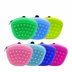 Silicone Pop Bubble Fidget Toy Bag Portable Small Coin Purse Crossbody Toy Storage Pouch