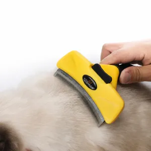 Spazzola per toelettatura professionale per animali con denti in acciaio inossidabile.