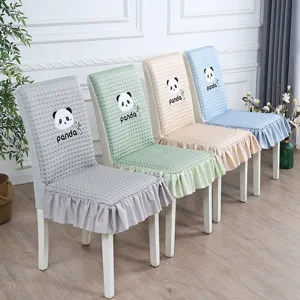 Fundas de silla de seda de hielo con lindo estampado de panda y volantes para el hogar