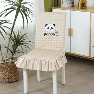 Fundas para sillas de comedor de seda de hielo con diseño de panda, funda elástica para el hogar.