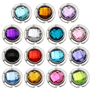 Portable Foldable Round Metal Purse Hook For Desk Aluminum Alloy Rhinestone Table Handbag Hanger Office Travel Bag Hook