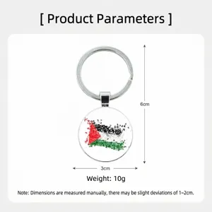 Palestine Flag Keychain Metal Anti-War Peace Heart Dove Pendant Glass Cabochon Key Ring For Bags Support Jewelry Accessories