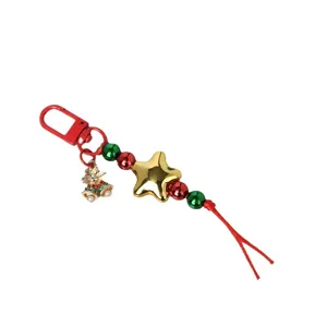 Süßer Weihnachts-Stern und Glocken Schlüsselanhänger Taschenanhänger für festliche Dekoration