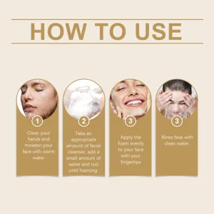 Istruzioni dettagliate passo dopo passo per utilizzare il detergente viso delicato.
