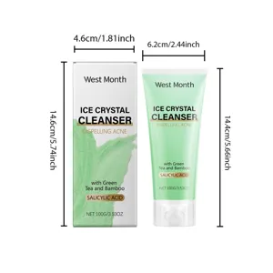 Dettaglio detergente viso cristalli di ghiaccio West Month con dimensioni del prodotto