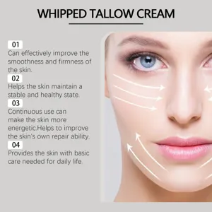 Whipped tallow cream for deep skin hydration, firming and daily nourishment care.