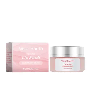 WEST MONTH exfoliante labial de fresa hidratante cuidado tarro y caja vista principal