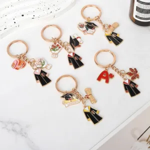 Graduation Season Commemorative Bachelor Gown Cap Enamel Keychain Student Gift University Souvenir Metal Alloy Keychain