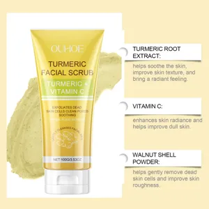 Scrub viso alla curcuma OUHOE pulizia profonda esfoliazione naturale pelle 100g nuova