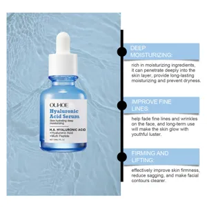 OUHOE Siero Viso Idratante con Acido Ialuronico 30ml Trattamento Antietà Pelle.