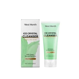 WEST MONTH Detergente Viso Anti-Acne con Acido Salicilico, Tè Verde e Bambù 100g