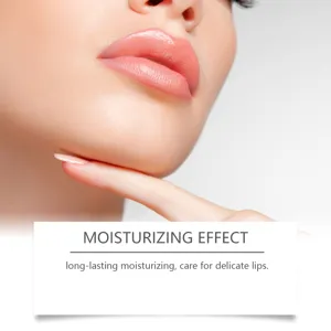 Close-up detail of smooth and moisturized lips, showing long-lasting hydration effect.
