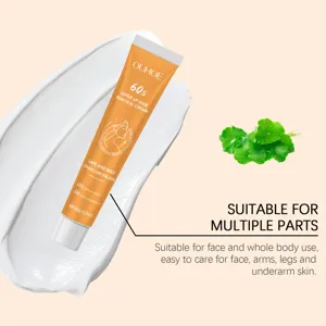 Vue détaillée de la crème épilatoire douce OUHOE, adaptée au visage et au corps 20g.