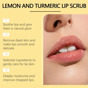 Lemon turmeric lip scrub for gentle exfoliation and deep moisturizing. Smooths chapped lips.