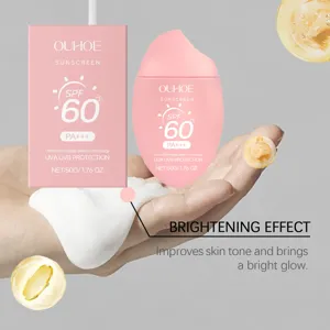 OUHOE SPF 60 zonnebrandcrème 50g met brightening effect en UV-bescherming voor dagelijkse huid.