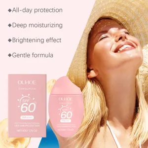 OUHOE zonnecreme hydraterende en verhelderende gezichtscreme met SPF 60 bescherming.