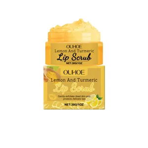 OUHOE lemon and turmeric lip scrub 30g gently exfoliates dead skin, moisturizing and nourishing.