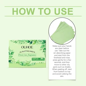 OUHOE Foglietti Matificanti Te Verde 100pz Carta Assorbente Sebo Viso Portatile Cura