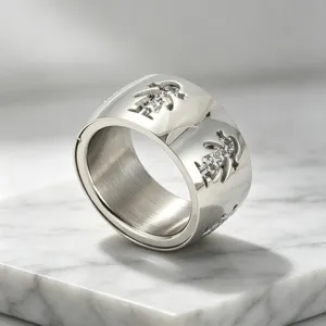 Bague diamant figure cartoon creuse double couche 13mm mode femme bijoux creatifs tendance
