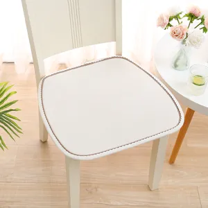 Eenvoudig eetkamerstoelkussen met bruine bies, gewatteerd antislip zitkussen voor stoel.