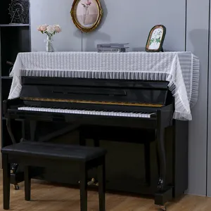 Houssa anti-poussière en dentelle style français pour piano droit élégante protection tissu