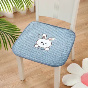 Thickened Anti-Slip Chair Cushion Quilted Soft Seat Pad With Cute Rabbit Embroidery For Dining Room Office Home Decor