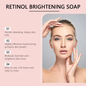 Vue détaillée du savon éclaircissant au rétinol pour un soin facial doux et hydratant.