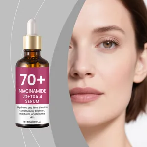 Siero viso niacinamide dettaglio con flacone contagocce da 50ml e pelle radiosa