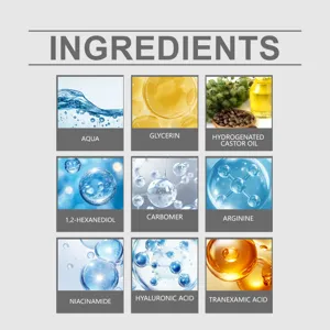 Tabella degli ingredienti del siero viso alla niacinamide per una pelle luminosa e idratata.