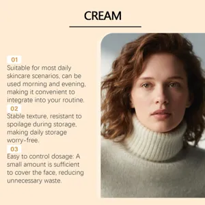 Face cream detail view highlighting daily skincare benefits and smooth texture application.