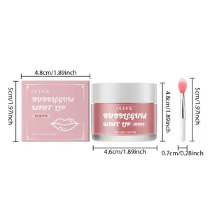 Scrub labbra menta bubblegum OUHOE con pennello dimensioni e dettagli per labbra morbide