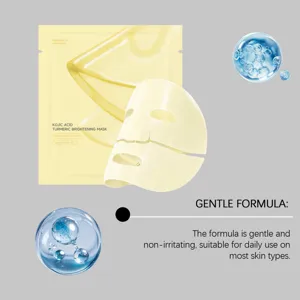 Mascarilla facial iluminadora de cúrcuma y ácido kójico para una piel radiante y cuidado diario.