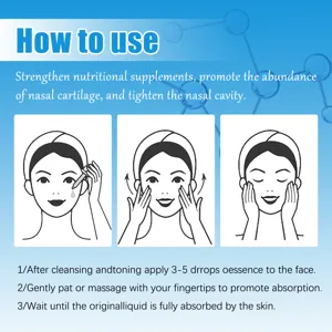 Huile essentielle lifting nasal guide d'instruction détaillé montrant le massage étape.