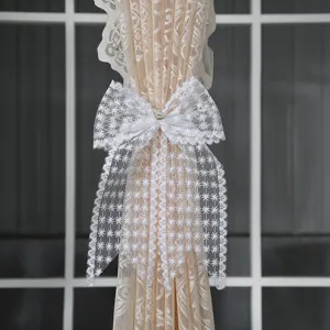 Blanc Dentelle Nœud Embrasse de Rideau Porte-Rideau Tissu Décoratif Élégant Accessoires de Traitement de Fenêtre pour Décoration Maison